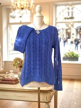 OLIVE & OAK Royal Blue Lightweight Long Sleeve Cable Knit Sweater Layering Piece